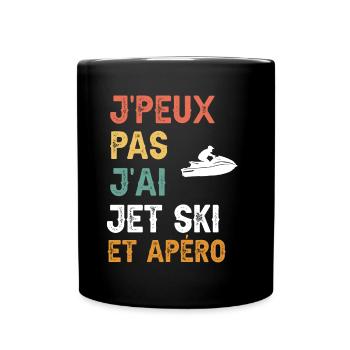 Ich kann nicht, ich habe Jetski und Vintage-Aperitif - Tasse einfarbig - Schwarz - Vorne