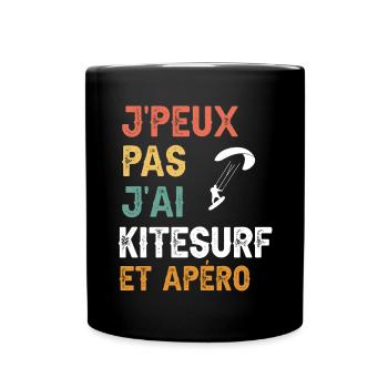 I can't I have Kitesurfing und Vintage Aperitif - Tasse einfarbig - Schwarz - Vorne