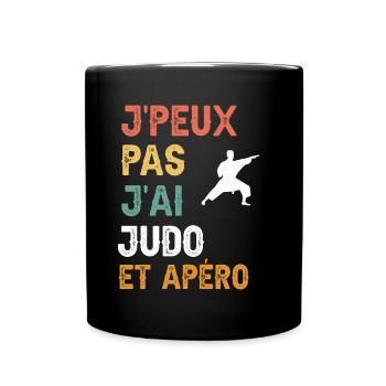 Ich kann nicht, ich habe Judo und Vintage-Aperitif - Tasse einfarbig - Schwarz - Vorne