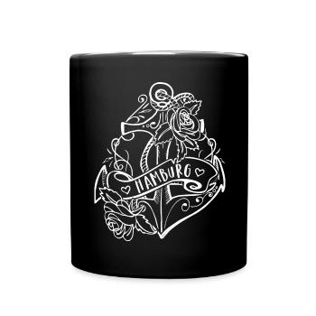 Hamburg - Anker Tattoo Stil für Hamburger Deerns - Tasse einfarbig - Schwarz - Vorne