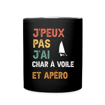I can't I have sand yachting and vintage aperitif - Full Colour Mug - black - Front
