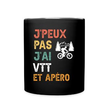 je peux pas j'ai VTT et apéro vintage - Mug uni - noir - Devant