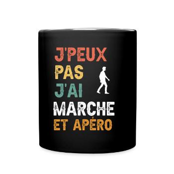 I can't I walked and vintage aperitif - Full Colour Mug - black - Front