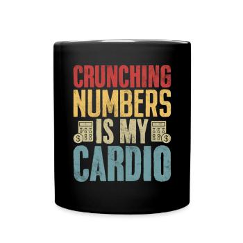 Zahlen knacken ist mein Cardio-Retro lustig - Tasse einfarbig - Schwarz - Vorne