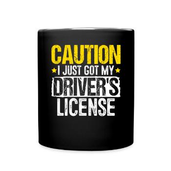 I Just Got My Driver's License Funny Permit - Full Colour Mug - black - Front