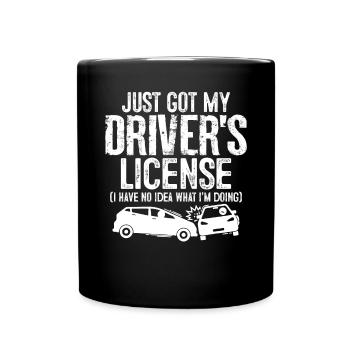 Just Got My Driver's License Funny Permit Driver - Full Colour Mug - black - Front