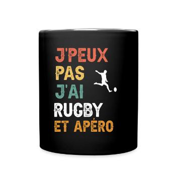 I can't I have rugby and vintage aperitif - Full Colour Mug - black - Front