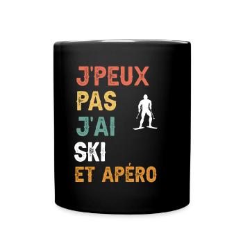 I can't I have ski and vintage aperitif - Full Colour Mug - black - Front