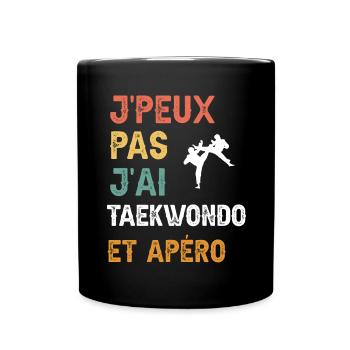 je peux pas j'ai taekwondo et apéro vintage - Mug uni - noir - Devant