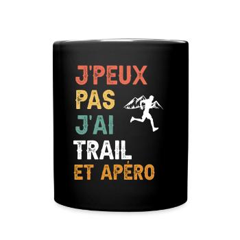 je peux pas j'ai trail et apéro vintage - Mug uni - noir - Devant