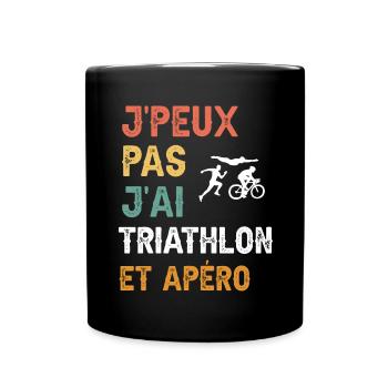 I can't I have triathlon and vintage aperitif - Full Colour Mug - black - Front