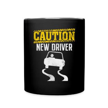 Caution New Driver Funny Driving License Test - Full Colour Mug - black - Front