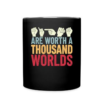Funny Deaf ASL Sign Language Hard of Hearing ASL - Full Colour Mug - black - Front