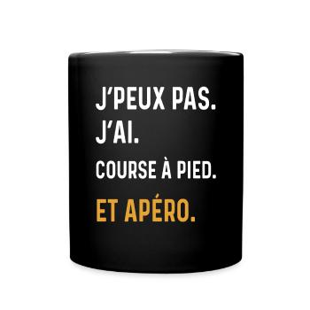 j'peux pas j'ai course à pied apéro humour - Mug uni - noir - Devant