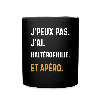 I can't I have weightlifting aperitif humor - Full Colour Mug - black - Front