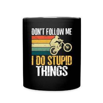 Don't Follow Me I Do Stupid Things Retro MTB - Full Colour Mug - black - Front