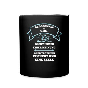 Neffe Grossonkel Partnerlook Team Patenkind Pate - Tasse einfarbig - Schwarz - Vorne