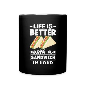Sandwich Day Snack Celebration Sandwich - Full Colour Mug - black - Front