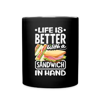 Sandwich Day Snack Celebration Sandwich - Full Colour Mug - black - Front