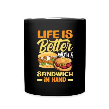 Sandwich Day Snack Celebration Sandwich - Full Colour Mug - black - Front