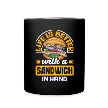 Sandwich Day Snack Celebration Sandwich - Full Colour Mug - black - Front