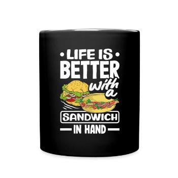 Sandwich Day Snack Celebration Sandwich - Full Colour Mug - black - Front