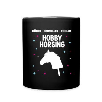 Hobby Horse Steckenpferde Reiter Hobby Horsing - Tasse einfarbig - Schwarz - Vorne