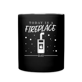 Cheminée Bois de chauffage - Mug uni - noir - Devant