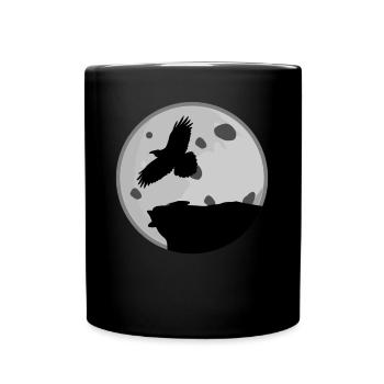 Raven with Moon Ravens Crow Crows - Tasse einfarbig - Schwarz - Vorne