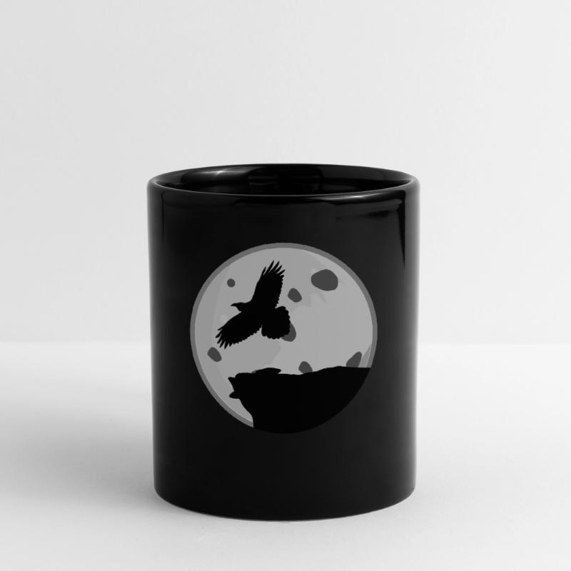Raven with Moon Ravens Crow Crows Full Colour Mug