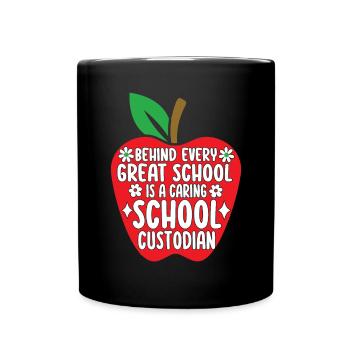 School Custodian Janitorial Staff Funny Cleaning - Full Colour Mug - black - Front