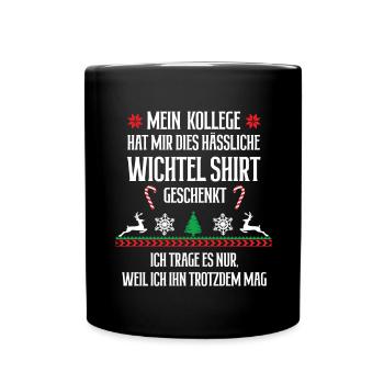 Wichteln Hässliches Weihnachtsoutfit Wichtelshirt - Tasse einfarbig - Schwarz - Vorne