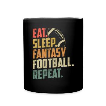 Manger Dormir Fantasy Football Répéter Rétro Drôle FFL - Mug uni - noir - Devant