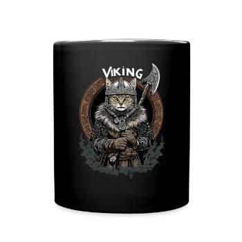 Viking Viking Wikinger Valhalla Katze Kater Cat - Full Colour Mug - black - Front