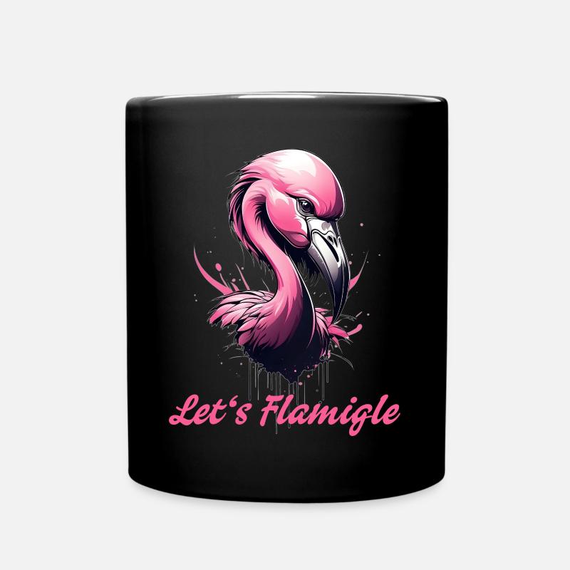 Flamingo Fun - Tropical Pink Party Design - Full Colour Mug - black