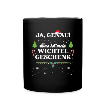 Wichteln Weihnachten Wichtelgeschenk XMAS Feier - Tasse einfarbig - Schwarz - Vorne
