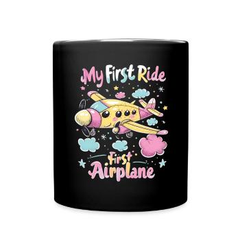 Meine Erste Flugreise Erstes Mal Fliegen - Tasse einfarbig - Schwarz - Vorne