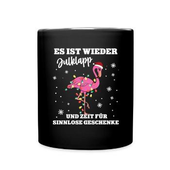 Julklapp Weihnachtsfeier Schrott Wichteln Flamingo - Tasse einfarbig - Schwarz - Vorne