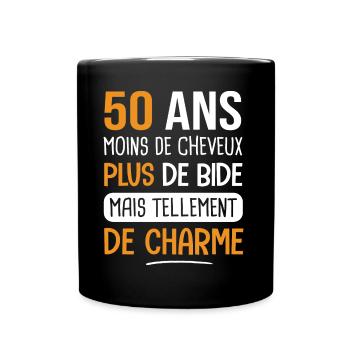 50 ans plus de charme cadeau anniversaire 50 ans - Mug uni - noir - Devant