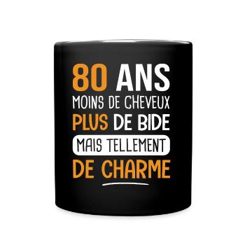 80 ans plus de charme cadeau anniversaire 80 ans - Mug uni - noir - Devant