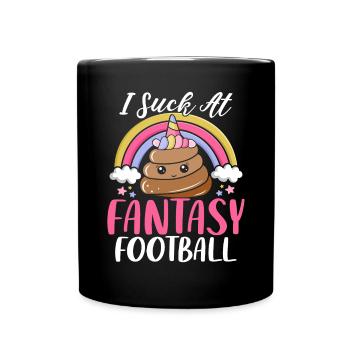 I Suck At Fantasy Football Funny Unicorn Football - Full Colour Mug - black - Front