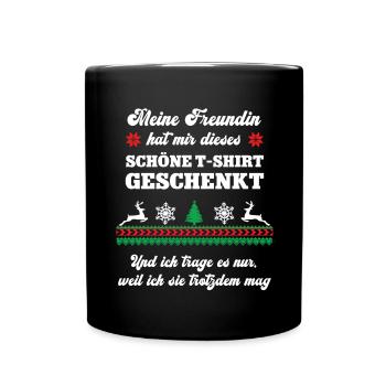 Weihnachten Wichteln Häßliches Weihnachtsshirt - Tasse einfarbig - Schwarz - Vorne
