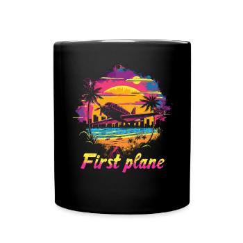Meine Erste Flugreise Erstes Mal Fliegen - Tasse einfarbig - Schwarz - Vorne