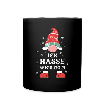 Wichteln Weihnachten Weihnachtsmuffel Gnom Wichtel - Tasse einfarbig - Schwarz - Vorne