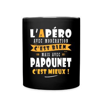 Papounet Cadeau Humour papa cadeau grand père papy - Mug uni - noir - Devant