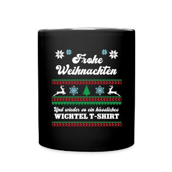 Frohe Weihnachten Hässliches Wichtelshirt Wichteln - Tasse einfarbig - Schwarz - Vorne