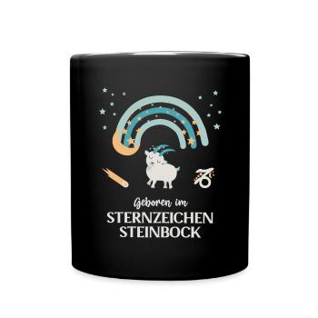 Steinbock Sternzeichen Geburtstag Tierkreiszeichen - Tasse einfarbig - Schwarz - Vorne