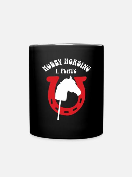 Hobby Horse Turnier Stecken-Pferd Reiten Hufeisen - Tasse einfarbig - Schwarz