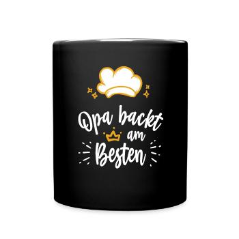 Opa Bäcker obbybäcker Großvater Hobby Backen Opi - Tasse einfarbig - Schwarz - Vorne