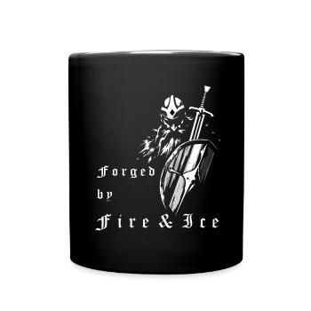 Angry Viking with helmet, sword and shield - Full Colour Mug - black - Front